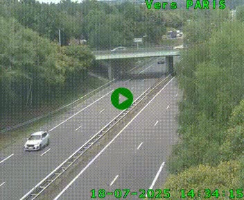Caméra routière sur l'autoroute A20 au nord de Limoges, à la jonction avec la N520. Vue orientée vers Paris