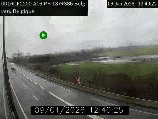 Webcam à la frontière franco-belge au niveau de Bray-Dunes/De-Panne sur l'autoroute A16. Vue orientée vers la Belgique