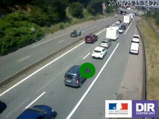 Caméra autoroutière sur l'A47 à hauteur de Givors, a proximité de Lyon. La webcam est orientée vers Lyon