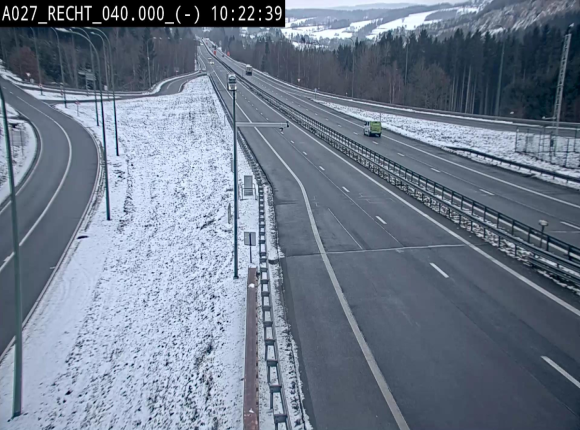Webcam A27/E42 à hauteur de la sortie 13 Recht à proximité de Malmedy. Vue orientée vers Malmedy et Liège