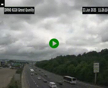 Webcam routière sur N338 à hauteur de Grand-Quevilly en périphérie de Rouen. Vue orientée vers Rouen