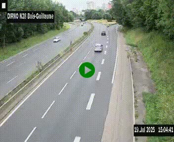 Webcam routière à hauteur de Bois-Guillaume en périphérie de Rouen. Vue orientée vers Rouen