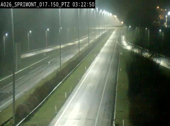 Webcam A26 (E25) à Sprimont, sur l'autoroute entre Liège et Arlon. Vue orientée vers le Luxembourg