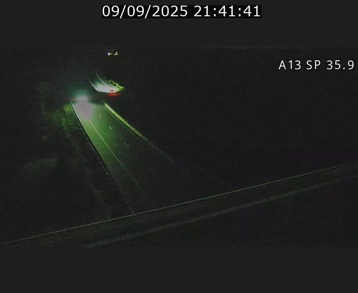 Webcam trafic sur A13 à l'entrée ouest du tunnel Markusbierg à Remerschen. Vue orientée vers Mondorf-les-Bains.