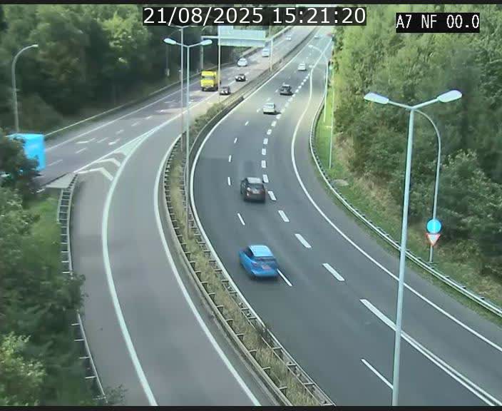 Caméra autoroute Luxembourg A7 - Echangeur A1/A7 Grünewald direction Tunnel Stafelter