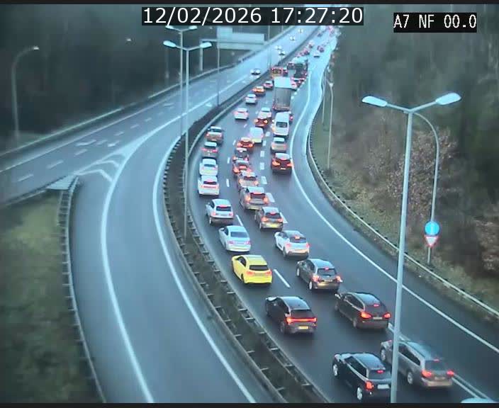 Caméra autoroute Luxembourg A7 - Echangeur A1/A7 Grünewald direction Tunnel Stafelter