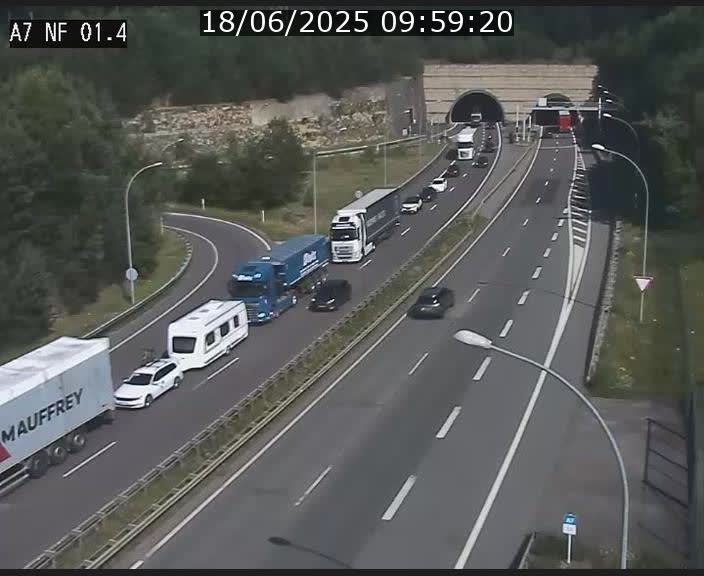 Caméra autoroute Luxembourg A7 - Echangeur Waldhaff - direction Tunnel Stafelter