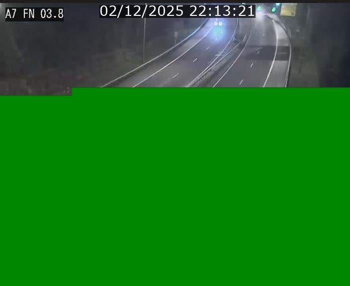 Caméra autoroute Luxembourg A7 - Passage à gibier Rëngelbour - direction Tunnel Stafelter