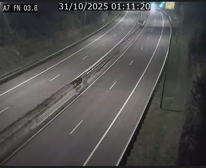 Caméra autoroute Luxembourg A7 - Passage à gibier Rëngelbour - direction Tunnel Stafelter