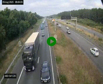 Webcam autoroute A63 en périphérie de Bordeaux au sud-est de la ville, en provenance du bassin d'Arcachon. Vue orientée vers Bordeaux