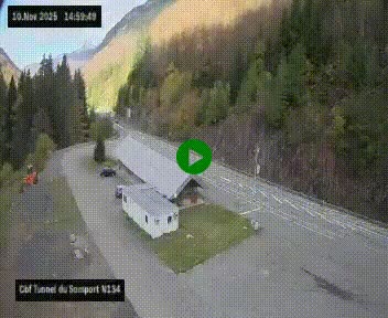 Webcam à l'entrée du tunnel du Somport, côté français, sur la N134, dans les Pyrénées, en direction de l'Espagne, à 1116 mètres d'altitude