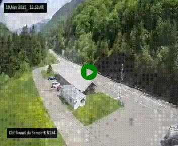 Webcam à l'entrée du tunnel du Somport, côté français, sur la N134, dans les Pyrénées, en direction de l'Espagne, à 1116 mètres d'altitude