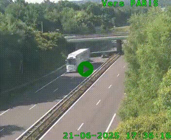 Caméra routière sur l'autoroute A20 au nord de Limoges, à la jonction avec la N520. Vue orientée vers Paris