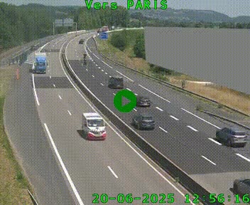 Caméra routière sur l'autoroute A20 à Brive-la-Gaillarde, à la jonction avec l'A89. Vue orientée vers Paris