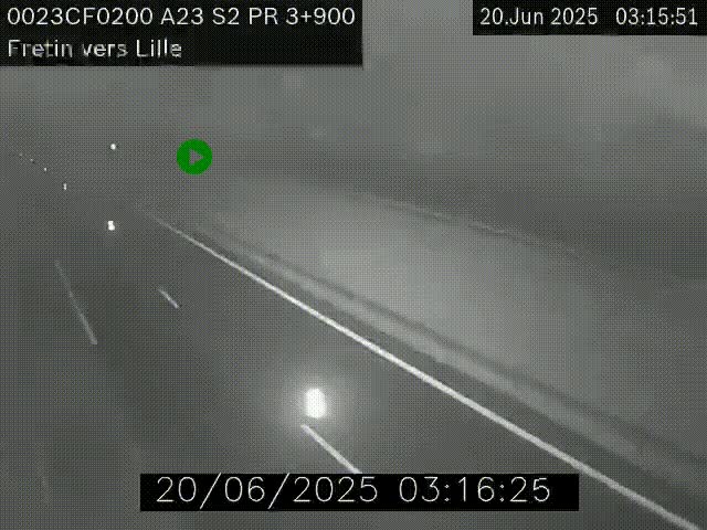 Webcam autoroute A23 à hauteur de Fretin. Vue orientée vers Lille