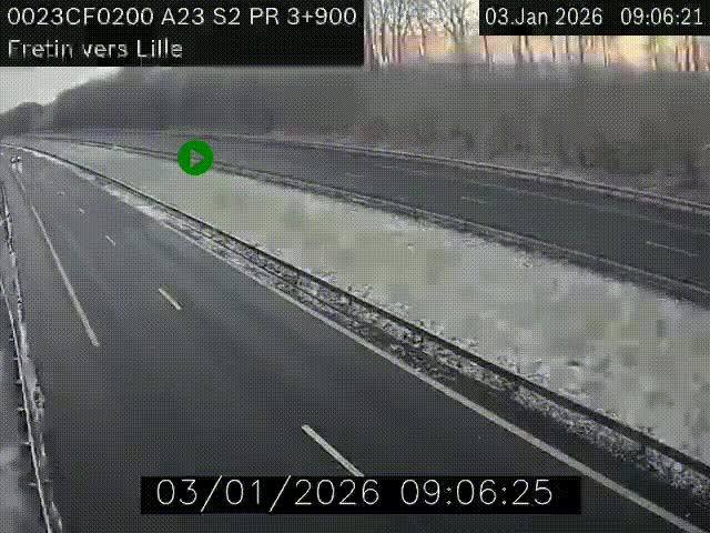 Webcam autoroute A23 à hauteur de Fretin. Vue orientée vers Lille