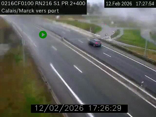 Webcam à Calais sur A216 (N216) en direction du port (harbour) de Calais.