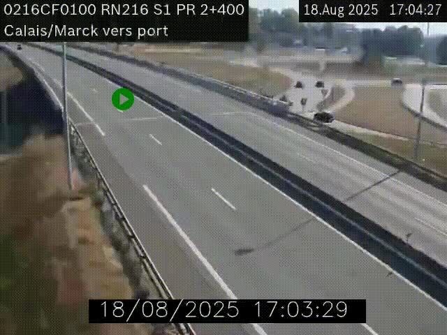 Webcam à Calais sur A216 (N216) en direction du port (harbour) de Calais.