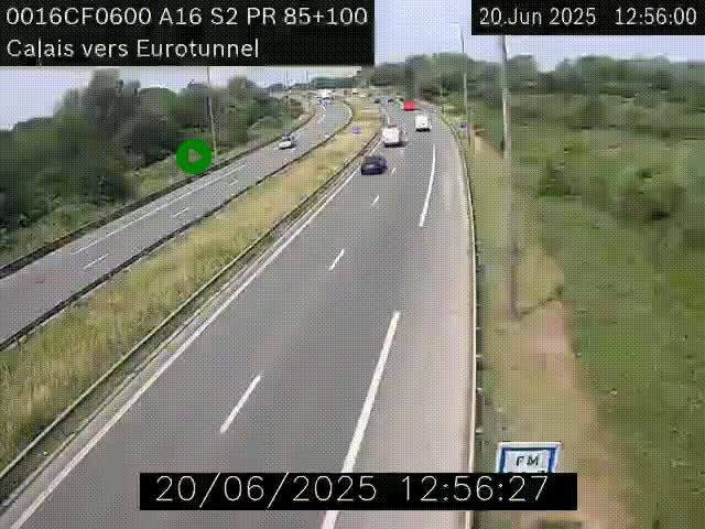 Webcam A16 à Calais en direction du Tunnel sous la Manche (Eurotunnel)