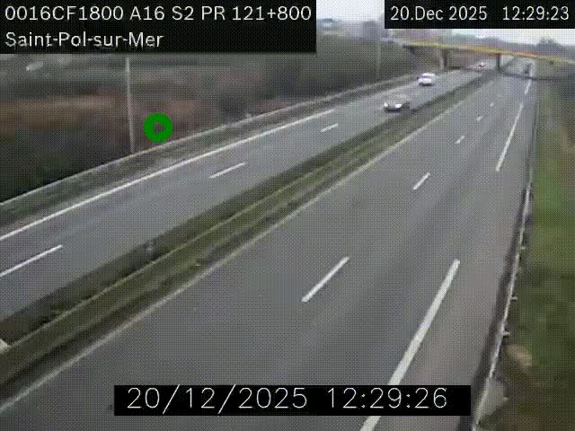 Webcam autoroute A16 à proximité de Dunkerque, à hauteur de la sortie Saint-Pol-sur-Mer. Vue orientée vers Calais