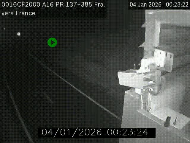 Webcam à la frontière franco-belge au niveau de Bray-Dunes/De-Panne sur l'autoroute A16. Vue orientée vers Calais