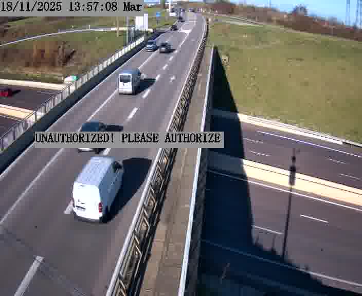 Caméra de trafic sur D1 (France) à Argancy, orientée vers Thionville, permettant d’évaluer fluidité, incidents et densité automobile.