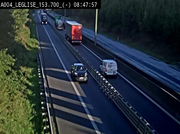Webcam autoroute A4 (E411-E25) à Léglise, avant la jonction avec la N40. Vue orientée vers Bruxelles