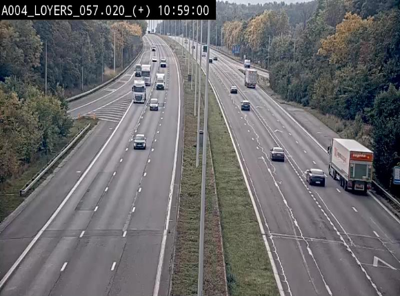 Webcam dans la montée de Loyers sur l'E411, après le viaduc de Beez en venant de Namur et en direction du Luxembourg