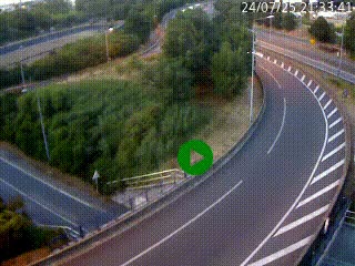 Caméra autoroute à la jonction entre l'A7 et la D301 (Boulevard urbain Sud de Lyon) à Feyzin, au sud de Lyon. Vue orientée vers Mions