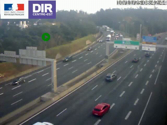 Caméra de circulation routière sur le boulevard périphérique Laurent Bonnevay de Lyon (D383) à hauteur de Bron, avant la jonction avec l'A43. Vue orientée vers l'échangeur