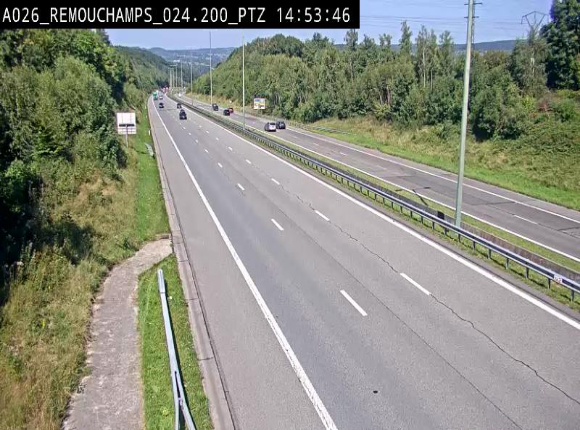 Webcam E25/A26 à Aywalle, à hauteur de Spa. Vue orientée vers Liège