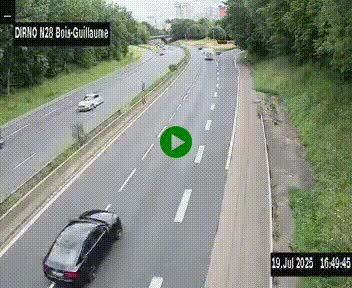 Webcam routière à hauteur de Bois-Guillaume en périphérie de Rouen. Vue orientée vers Rouen