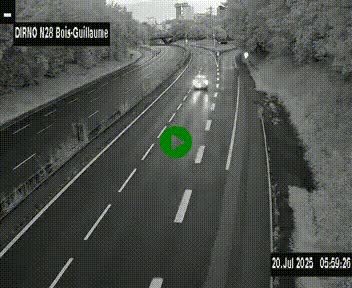 Webcam routière à hauteur de Bois-Guillaume en périphérie de Rouen. Vue orientée vers Rouen