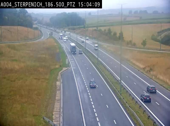 Webcam E411 à Sterpenich en Belgique près de la frontière du Luxembourg. Vue orientée vers Bruxelles
