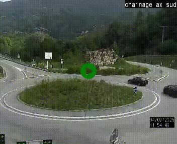Webcam au nord d'Ax-les-Thermes au niveau de l'aire de chaînage de la N20. Vue orientée vers les Pyrénées, en direction de Pas de la Case