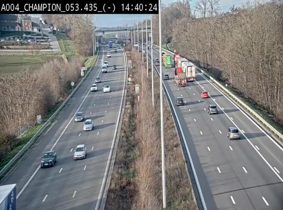 Webcam E411 à Champion, à proximité de Namur. Vue orientée vers Bruxelles