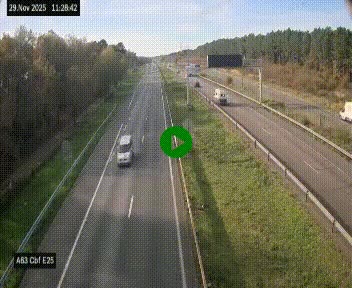 Webcam autoroute A63 en périphérie de Bordeaux au sud-est de la ville, en provenance du bassin d'Arcachon. Vue orientée vers Bordeaux