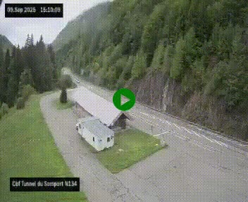 Webcam à l'entrée du tunnel du Somport, côté français, sur la N134, dans les Pyrénées, en direction de l'Espagne, à 1116 mètres d'altitude