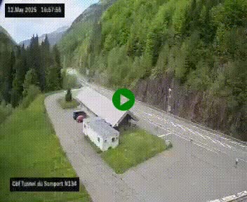 Webcam à l'entrée du tunnel du Somport, côté français, sur la N134, dans les Pyrénées, en direction de l'Espagne, à 1116 mètres d'altitude