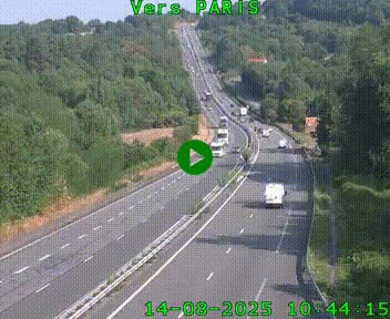 Caméra routière sur l'autoroute A20 à Bessines-sur-Gartempe. Vue orientée vers Paris