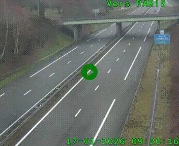 Caméra routière sur l'autoroute A20 au nord de Limoges, à la jonction avec la N520. Vue orientée vers Paris
