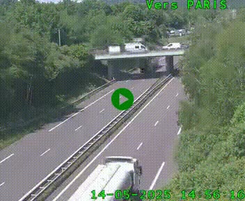 Caméra routière sur l'autoroute A20 au nord de Limoges, à la jonction avec la N520. Vue orientée vers Paris