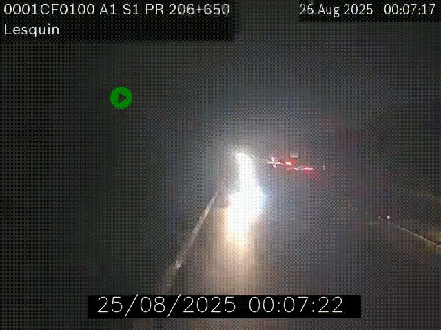 Webcam autoroute A1 à hauteur de Lesquin. Vue orientée vers Lille