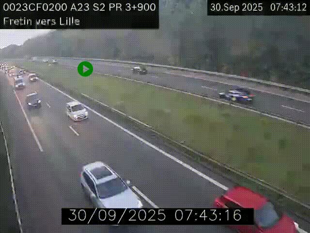 Webcam autoroute A23 à hauteur de Fretin. Vue orientée vers Lille