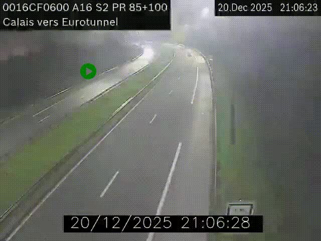 Webcam A16 à Calais en direction du Tunnel sous la Manche (Eurotunnel)