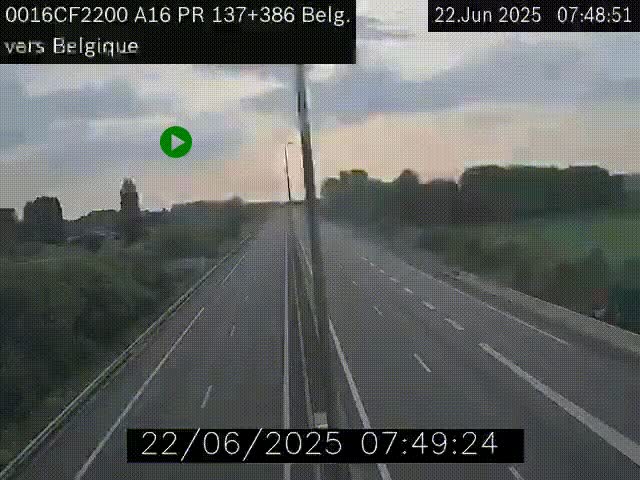 Webcam à la frontière franco-belge au niveau de Bray-Dunes/De-Panne sur l'autoroute A16. Vue orientée vers la Belgique