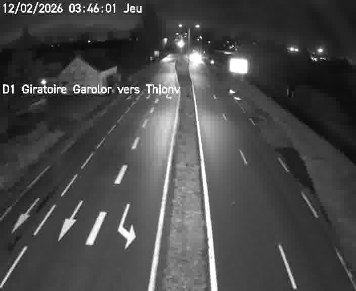 Webcam de surveillance sur D1 (France) à Ennery, cadrée vers Thionville, proposant une information routière utile aux déplacements quotidiens.