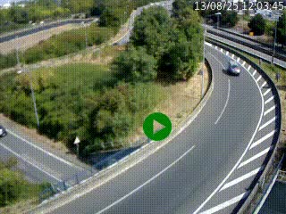 Caméra autoroute à la jonction entre l'A7 et la D301 (Boulevard urbain Sud de Lyon) à Feyzin, au sud de Lyon. Vue orientée vers Mions