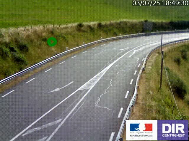 Webcam sur le col Pin Bouchain, vue orientée vers Roanne, en provenance de Lyon sur la nationale 7 (N7)