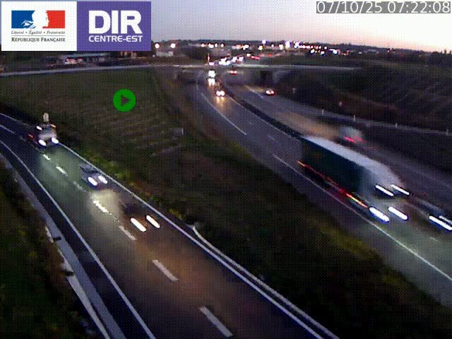 Webcam sur le contournement de Valence, sur la Nationale 7, caméra orientée vers Lyon